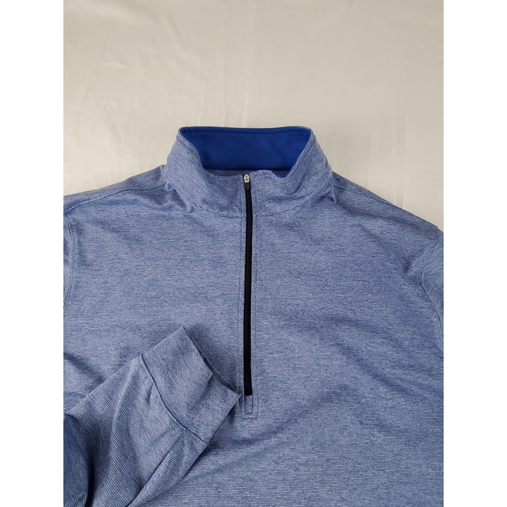 Straight Down Men Pullover Sweater M Blue Long Sleeve 1/4 Zip Logo Embroidered - Picture 5 of 13
